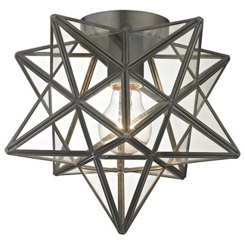 Elk Home Moravian Star 1-Light Flush Mount, Bronze with Clear Glass, 1145-005