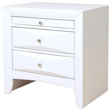 Contemporary 3 Drawer Wood Nightstand By Ireland, White