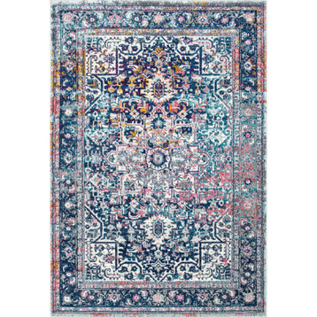 nuLOOM Persian Vintage Raylene Traditional Area Rug, Blue 5'x8' Oval