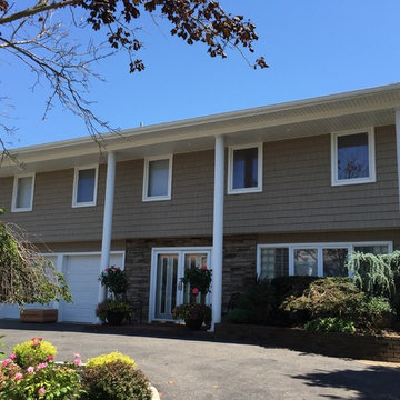 Bellmore Siding - Tuscan Clay Shakes with Plum Creek Ledgestone