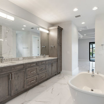 Contemporary Custom Home with Opposing Garages