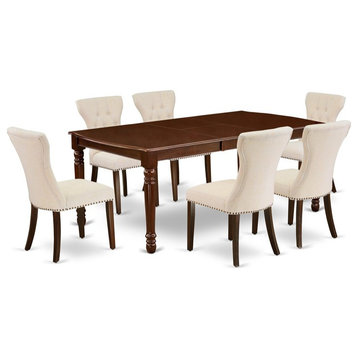 East West Furniture Dover 7-piece Wood Dining Room Table Set in Mahogany