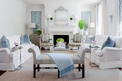 Mid-sized elegant open concept family room photo in Miami