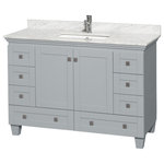Wyndham Collection - Acclaim 48" Single Bathroom Vanity - Wyndham Collection Acclaim 48" Single Bathroom Vanity in Oyster Gray, White Carrera Marble Countertop, Undermount Square Sink, and No Mirror