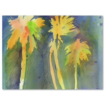 Sheila Golden 'Night Palms 3' Canvas Art, 24"x18"