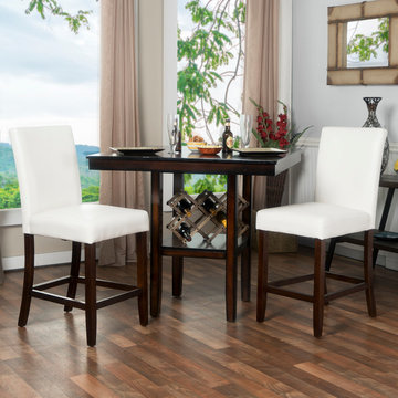 Crawford & Burke Set of Two Bright White Faux Leather Barstools