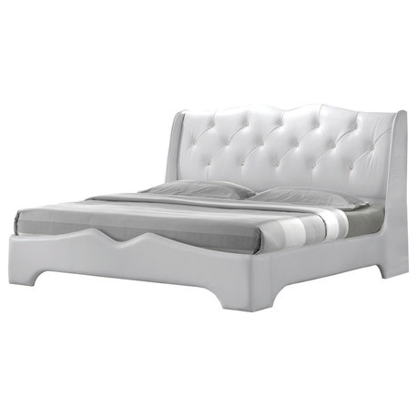 Madrid Platform Off-White Modern Bed, Queen