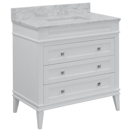 Eleanor 30" Bathroom Vanity, White, Carrara Marble Top