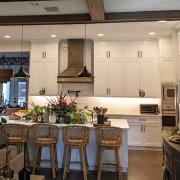 Custom Kitchen Exhaust Hood with Brass Inlay in Custom Color on Maple