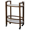 Mango Wood and Marble 2-Tier Bar Cart, Walnut and White
