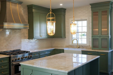 Kitchen - mid-sized contemporary kitchen idea with an island