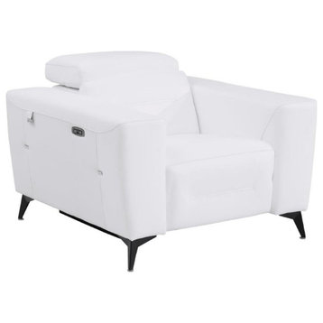 Arezzo Genuine Italian Leather Modern Chair, White