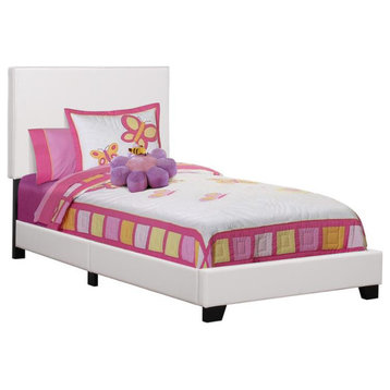 Bed - Twin Size / White Leather-Look