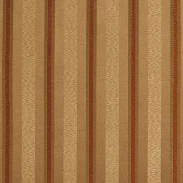Striped Green, Brown And Gold Damask Upholstery And Drapery Fabric By The Yard