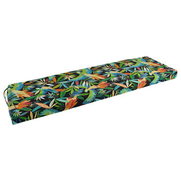 60"X19" Patterned Outdoor Spun Polyester Bench Cushion, Tucuman Ebony