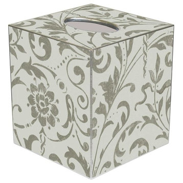TB1777-Pewter Damask Tissue Box Cover