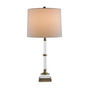 Traditional Curio Table Lamp 1-Light, Brass/Clear
