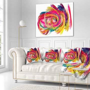 Colorful Thick Strokes Abstract Throw Pillow, 18"x18"