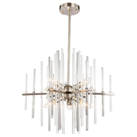 Woodbridge Lighting 20116STN Spires 6-Light Chandelier, Clear, Plated Chrome