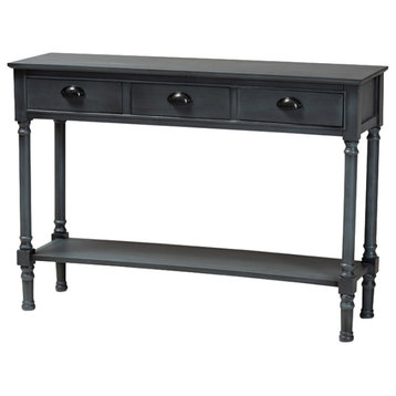 Kenfeld French Provincial Gray Finish Wood 3-Drawer Entryway Console Table