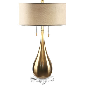 Lagrima Brushed Brass Lamp, Natural
