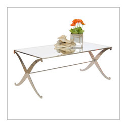 Worlds Away FNCTAMKN Coffee Table W/ Plain Mirror Top - Nickel P - Coffee Tables