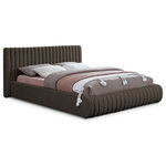 Meridian Furniture - Nash Boucle Fabric Upholstered Bed, Brown, Queen - Reimagine your bedroom space when you make this Nash boucle fabric bed your own. This lovely bed features a heavily tufted headboard and footboard for a dimensional look that's both modern and elegant at the same time. The bed is upholstered all over with soft rich brown boucle fabric that is welcoming to the touch and super soft against your back as you sit in bed to read or watch TV.
