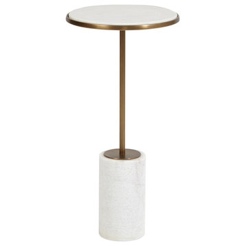 Short Cored Marble Table, Bronze
