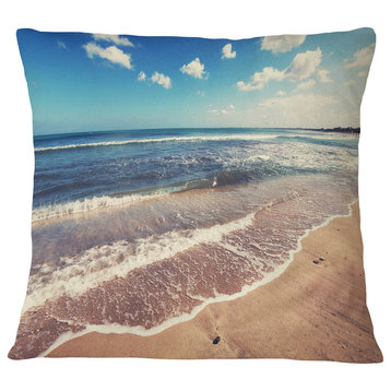 Tropical Beach Island in Gili Seashore Throw Pillow, 18"x18"