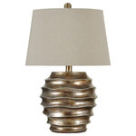 StyleCraft Home Collection - Contemporary table lamp In Georgian Silver finish  Natural linen shade - Accent your decor with this lovely Table Lamp.