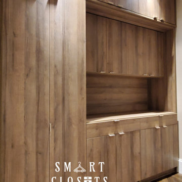 Master Walk In and Wall Unit Closet in Esterel Finish Designed by Smart Closets