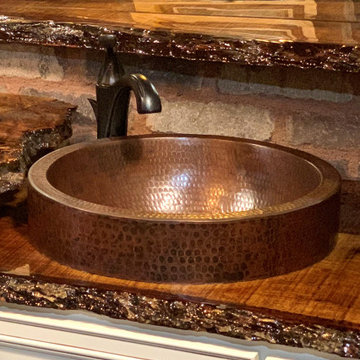 15" Small Round Skirted Vessel Hammered Copper Sink (VR15SKDB)