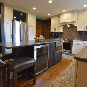 Transitional White Kitchen with Glass Highlight in Naperville