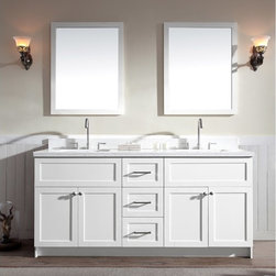 73 inch Transitional Double Sink Bathroom Vanity Set in White Finish - Bathroom Vanities And Sink Consoles