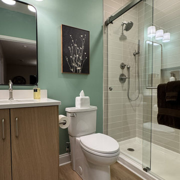 Modern Basement Bathroom with Rift-Cut Oak Vanity