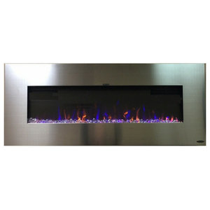Wall Mounted Electric Fireplace With, Stainless Steel Electric Fireplace With Wall Mount