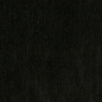 Black, Solid Plush Soft Chenille Upholstery Fabric By The Yard