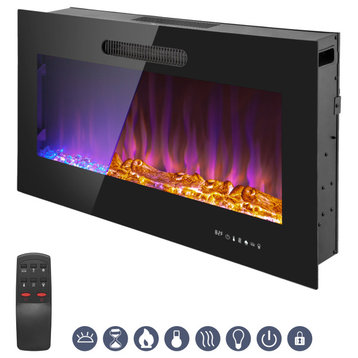 LED Electric Fireplace Insert and Wall Mounted Fireplace, 36"