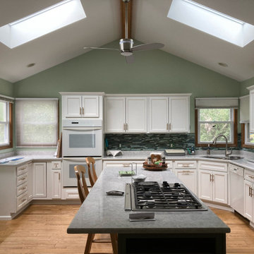 Traditional Kitchen Remodel Done in a Snow White with Walnut Glaze