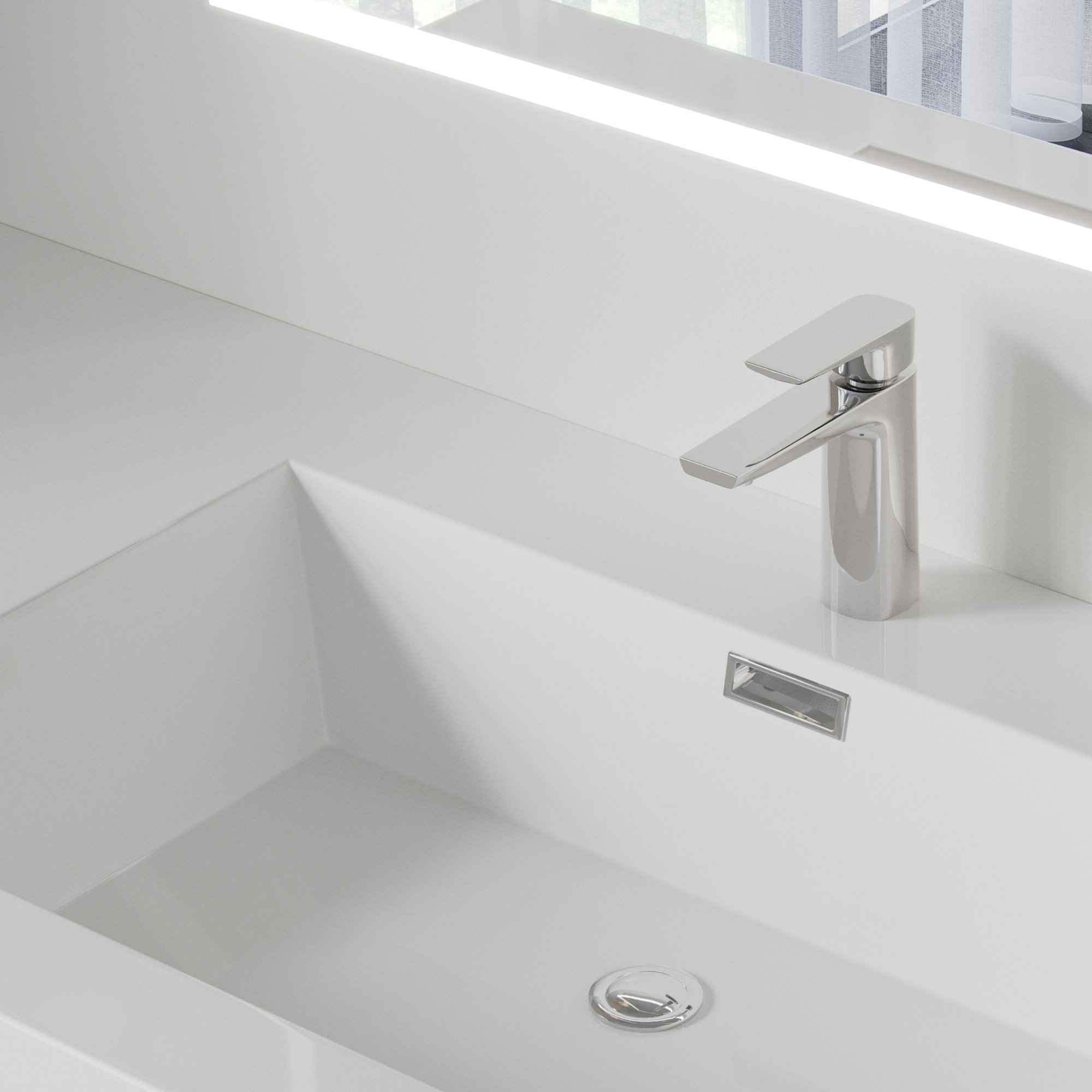 MOB Bath Vanity, High Gloss White, 48", Single Sink, Wall Mount