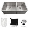 ZLINE Undermount Double Bowl Sink in Stainless Steel with Bottom Grid