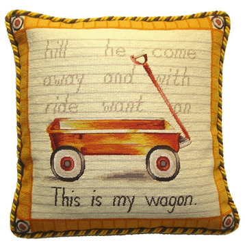 Wagon Petit Point Pillow
