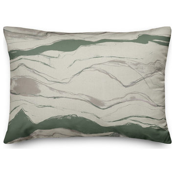 Green Gray Flowing Lines 14x20 Indoor/Outdoor Pillow