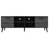 GDF Studio Angelica Mid-Century Modern TV Stand with Tapered Legs, Sonoma Gray Oak, Black