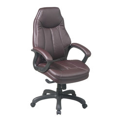 Burgundy Deluxe High Back Leather Chair - Office Chairs