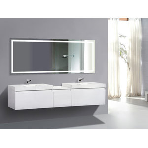 Large Led Lighted Bathroom Mirror With Defogger And Dimmer Modern Bathroom Mirrors By Krugg Reflections