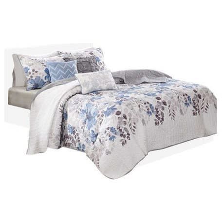 Madison Park Printed 6-Piece Coverlet Set, Full/Queen