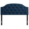 CorLiving Diamond Button Tufted Fabric Arched Panel Headboard, Navy Blue, Double