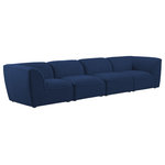 Meridian Furniture - Miramar Linen Textured Fabric Upholstered 4-Piece Modular Sofa, Navy - Unwind and let your cares float away while you're curled up in the welcoming confines of this Miramar Modular Sofa. This sophisticated modular sofa is made from premium materials with a solid frame that ensures durability and long-lasting service life. The soft navy linen textured upholstery on this modular sofa makes it feel super indulgent against the skin. Pair this sofa with other items in the Miramar collection for a complete lookthe latches underneath make pairing a snap.