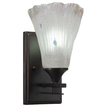 Uptowne 1-Light Wall Sconce, Dark Granite/Fluted Frosted Crystal